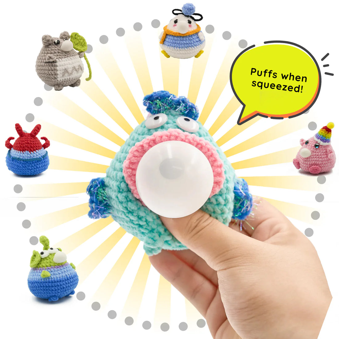 TOPBORING 🎇 Glitter Fishboy-Crochet Stress Squeezie Fidget Toy
