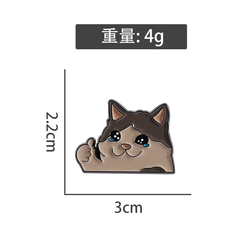 Cute Cartoon Cat Metal Pin Badge by Topboring
