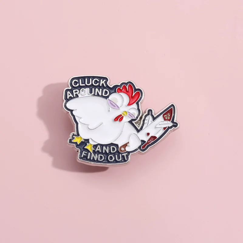 Kawaii Cartoon Chicken Metal Pin Badge by Topboring