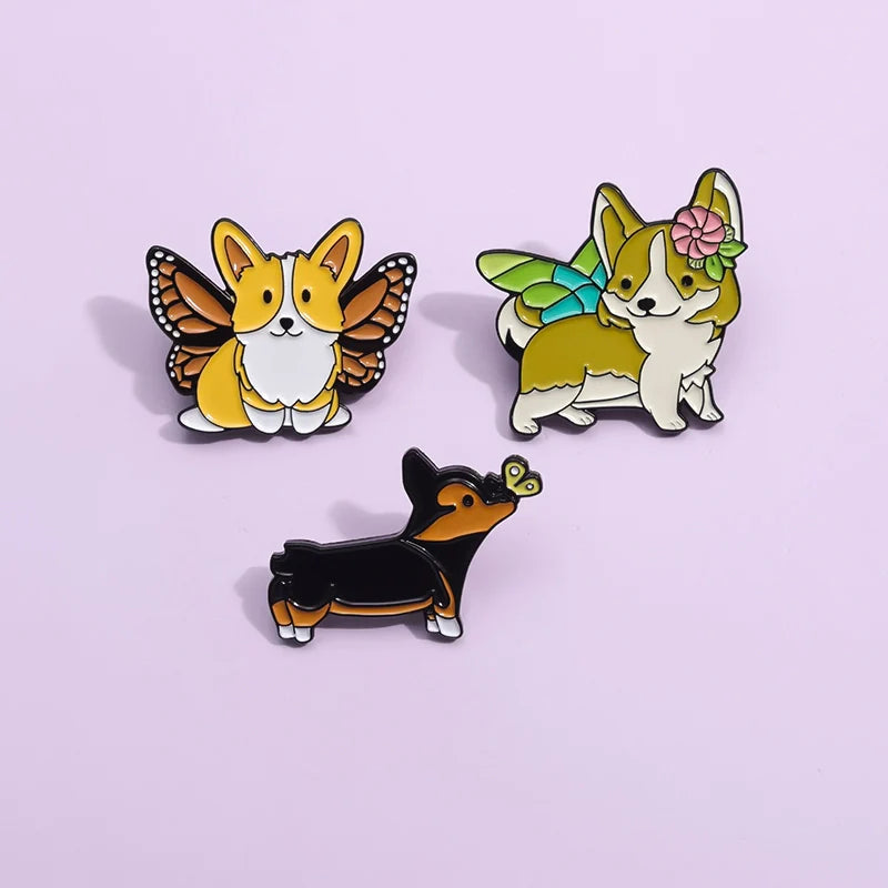Whimsical Dog Metal Pin Badge by Topboring