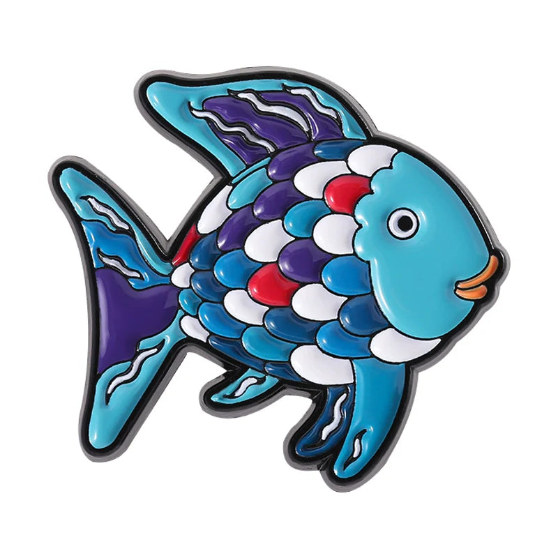 Cute Cartoon Fish Metal Pin Badge by Topboring