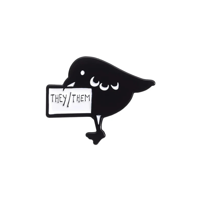 Playful Quirky Cartoon Bird Metal Metal Pin Badge
