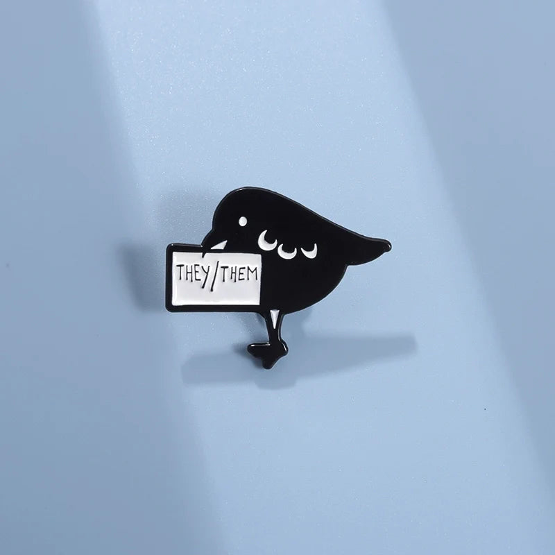 Quirky Cartoon Bird Metal Pin Badge by Topboring