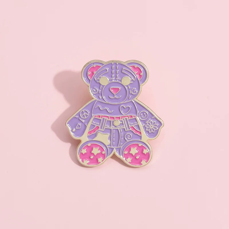 Cute Purple Bear Metal Pin Badge by Topboring