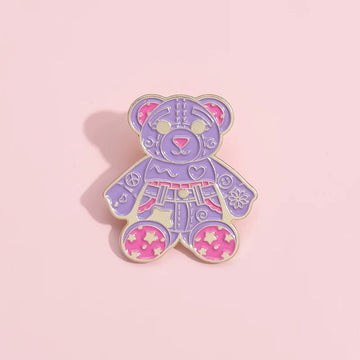 Cute Purple Bear Metal Pin Badge by Topboring