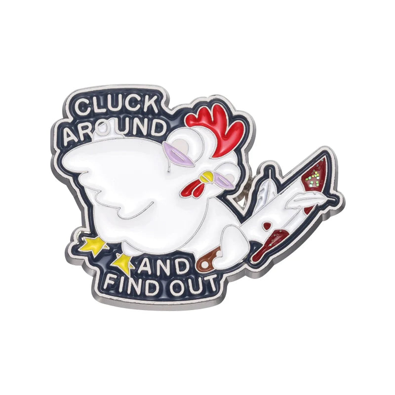 Kawaii Cartoon Chicken Metal Pin Badge by Topboring