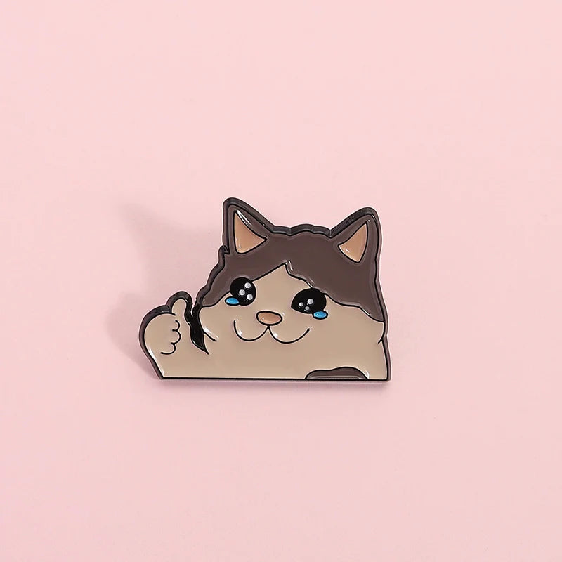 Cute Cartoon Cat Metal Pin Badge by Topboring
