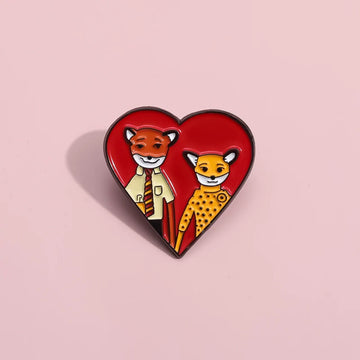 Playful Heart Fox Pin Badge by Topboring
