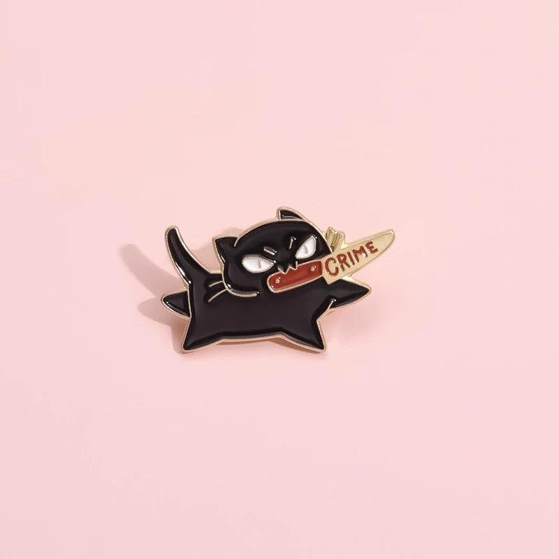 Cute Cartoon Cat Metal Pin Badge by Topboring