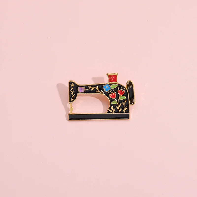 Retro Black Flower Metal Pin Badge by Topboring