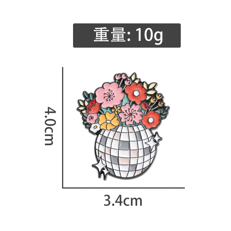 Funny Playful Cartoon Flower Metal Soft Enamel Pin Badge