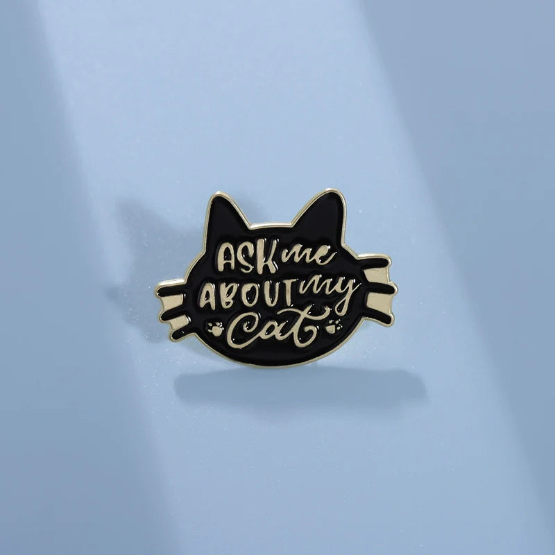 Bold Black Cat Metal Pin Badge by Topboring
