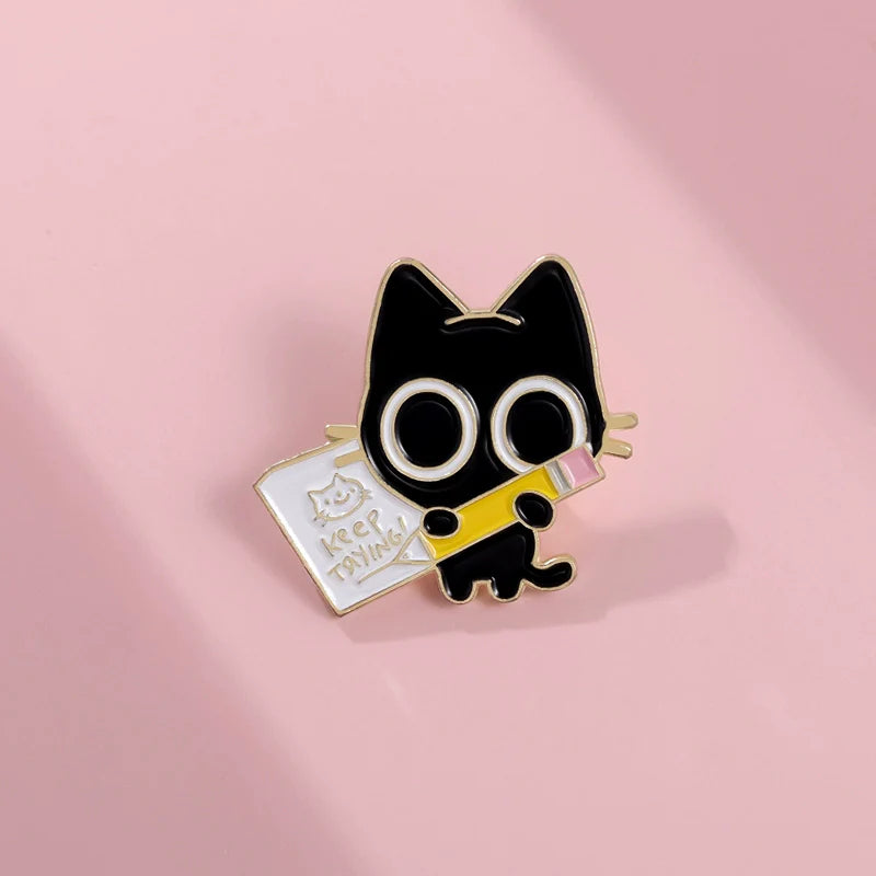 Cute Cat Metal Pin Badge by Topboring