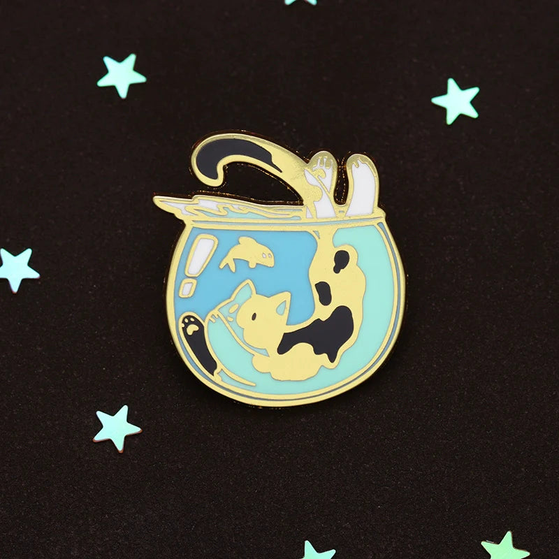 Cute Cartoon Cat Metal Pin Badge by Topboring