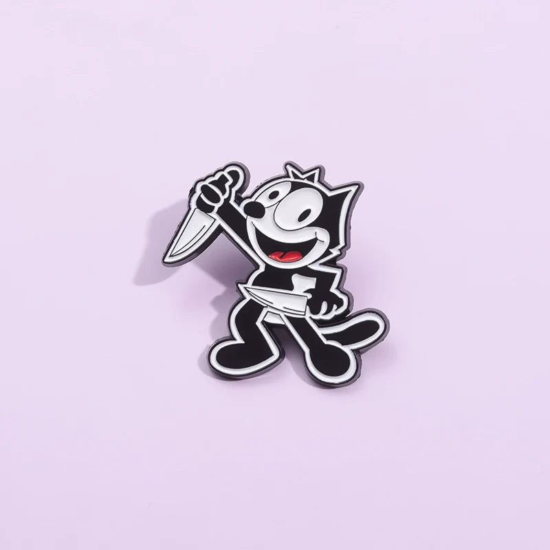Bold Cartoon Cat Metal Pin Badge by Topboring