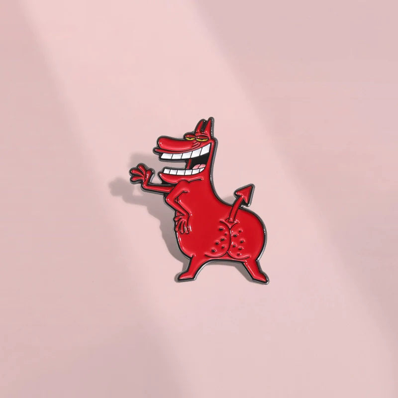 Cute Red Cartoon Metal Pin Badge by Topboring