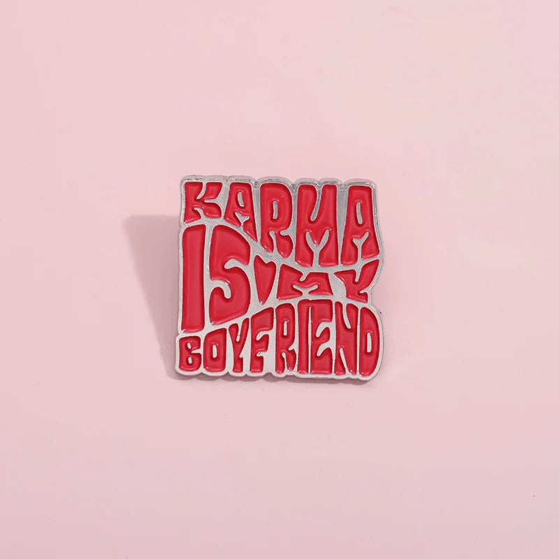 Elegant Red Metal Pin Badge by Topboring