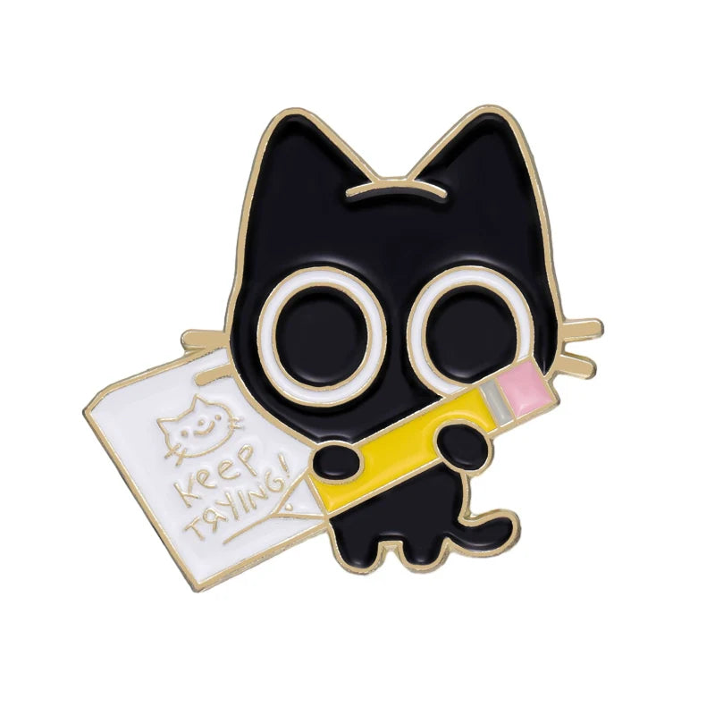 Charming Cute Cat Metal Pin Hard Enamel Pin Badge Alt2