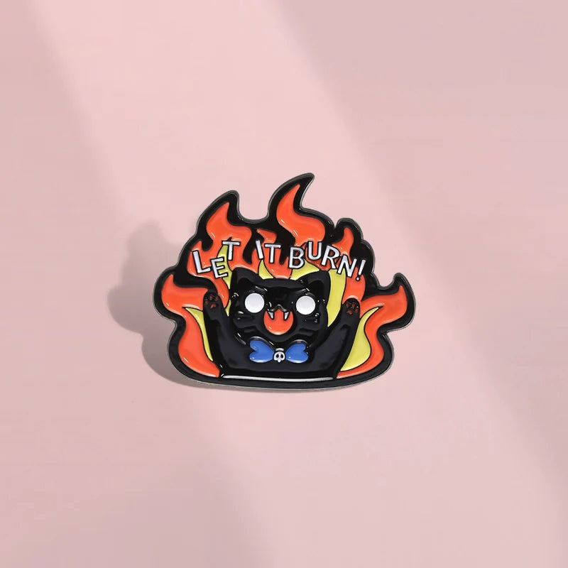 Cute Cartoon Cat Metal Pin Badge by Topboring