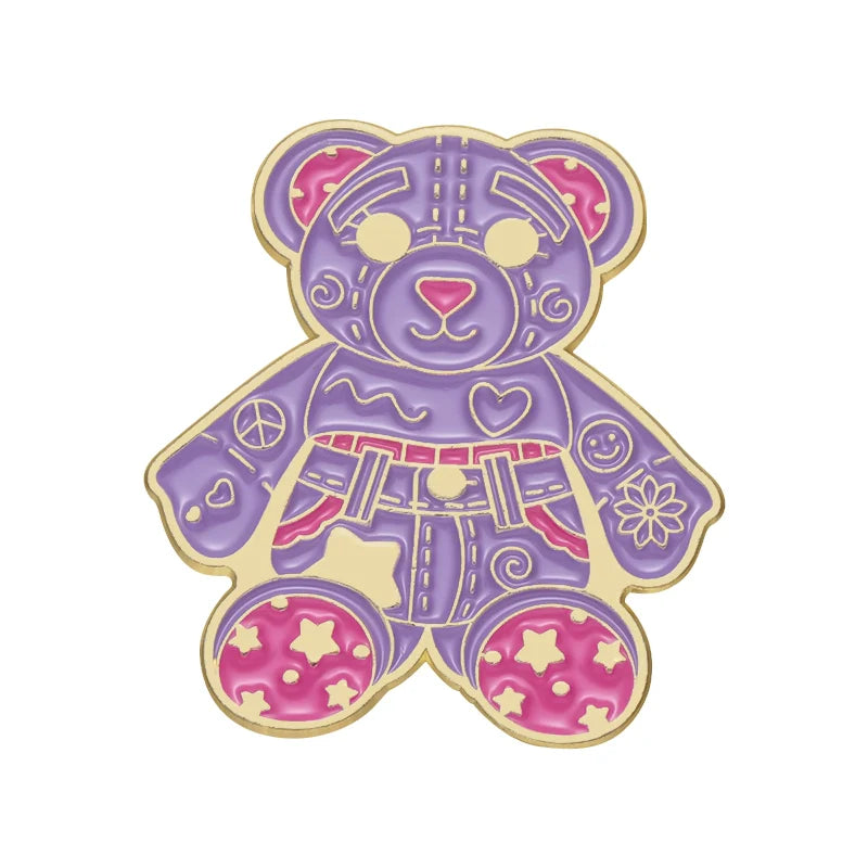 Cute Purple Bear Metal Pin Badge by Topboring