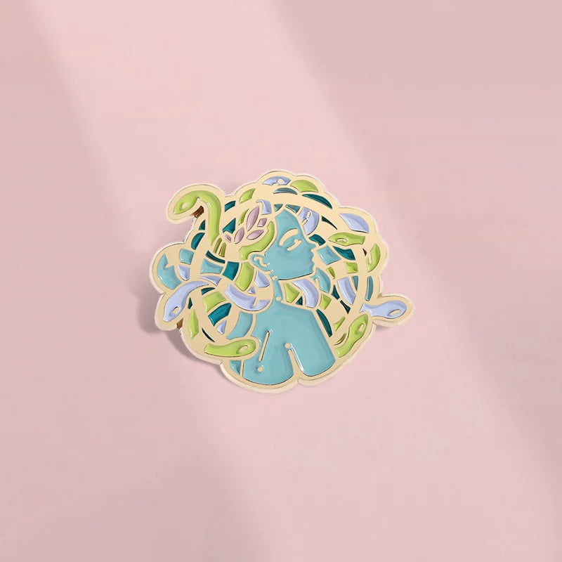 Retro Green Snake Metal Pin Badge by Topboring