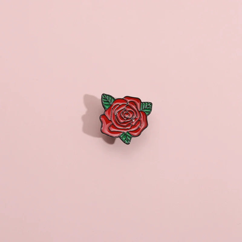 Bold Rose Flower Metal Pin Badge by Topboring