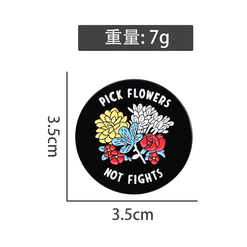 Funny Black Flower Metal Pin Badge by Topboring