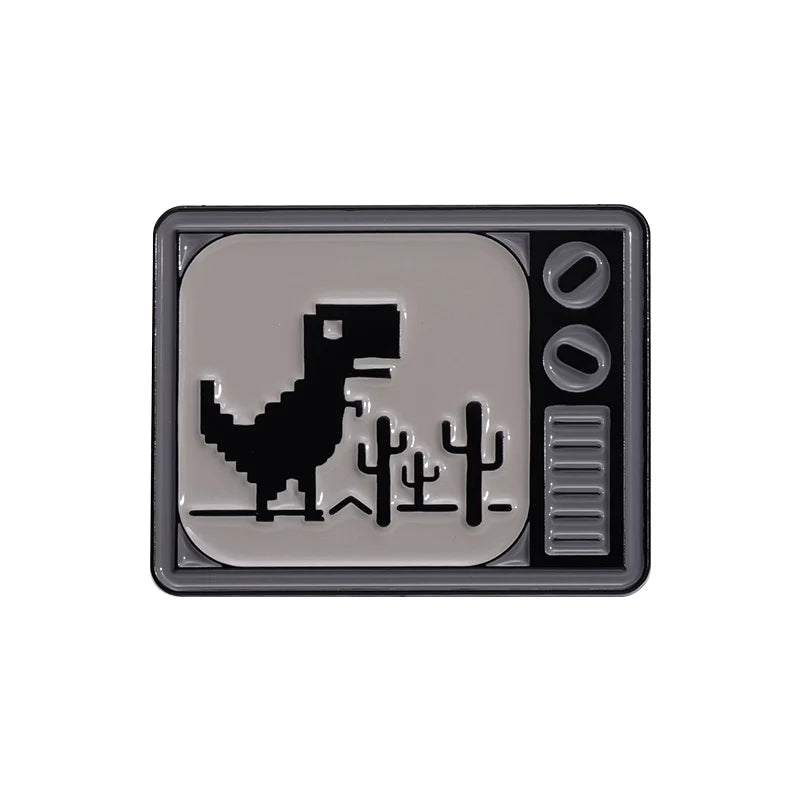 Quirky Mini Cartoon Dinosaur Metal Metal Pin Badge