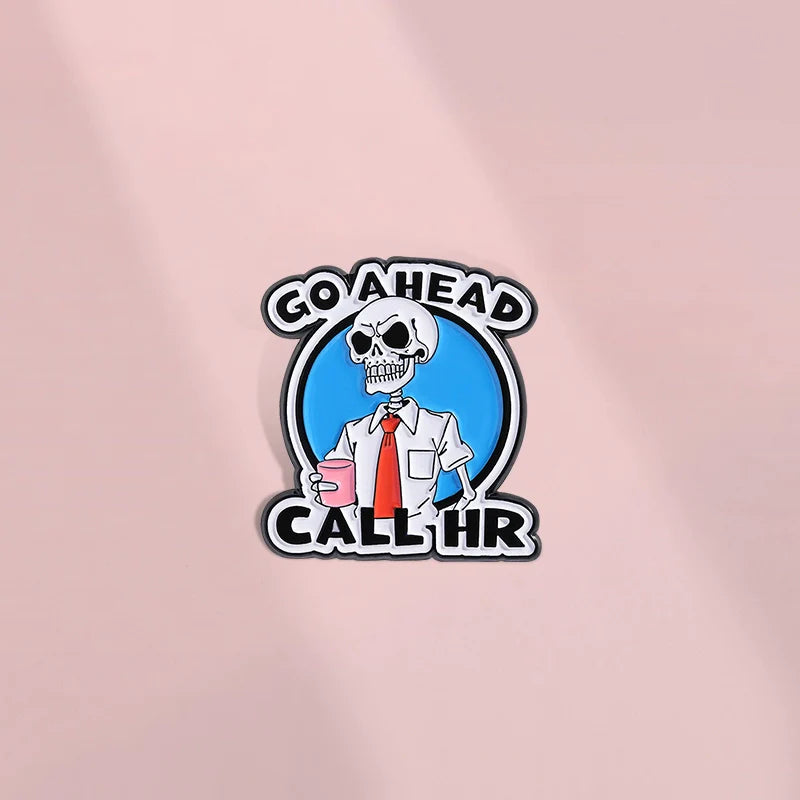 Elegant Skull Cartoon Metal Pin Badge by Topboring