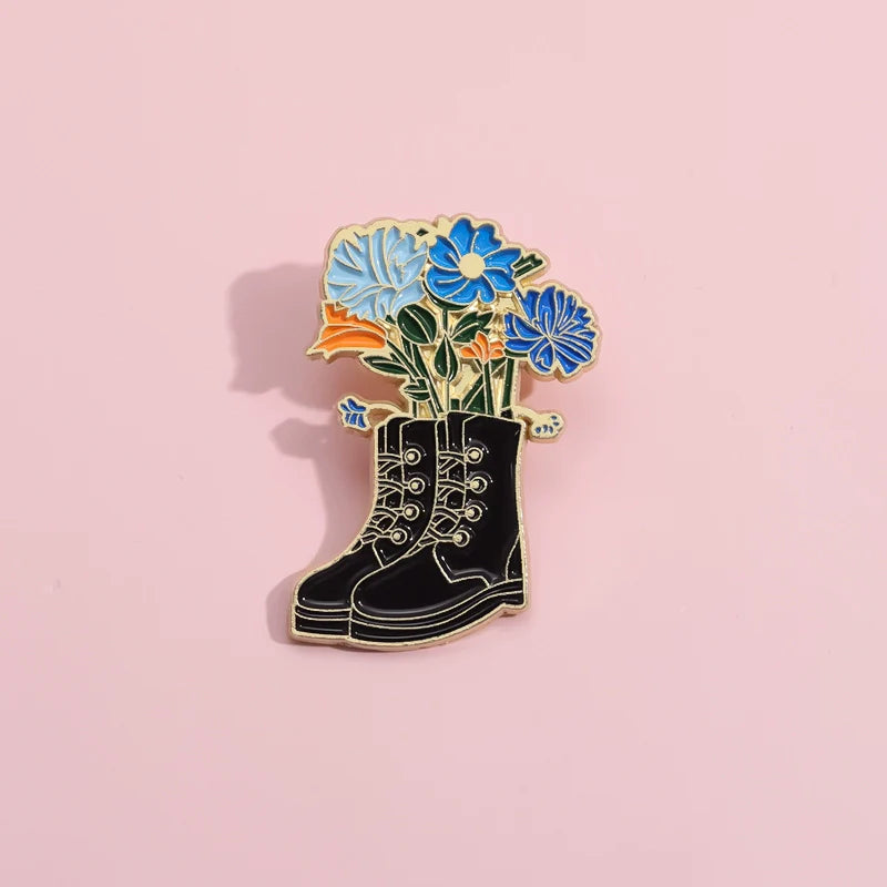 Cute Cartoon Flower Metal Pin Badge by Topboring
