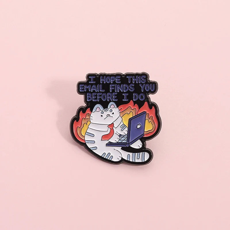 Stylish Cartoon Cat Pin Badge by Topboring