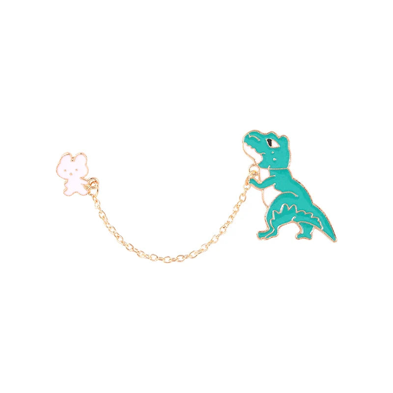 Cute Dinosaur Fish Metal Pin Badge by Topboring