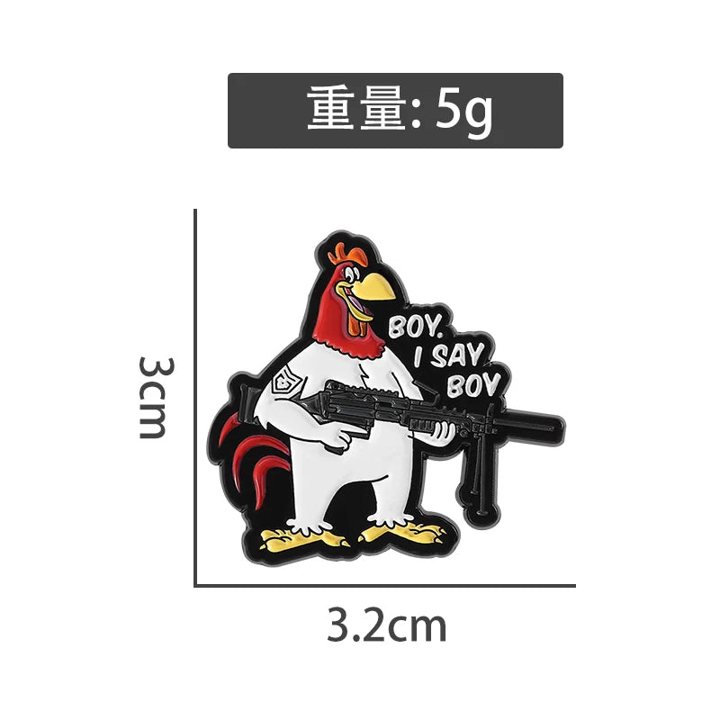 Kawaii Cartoon Chicken Pin Badge by Topboring