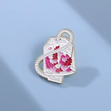 Cute White Heart Metal Pin Badge by Topboring