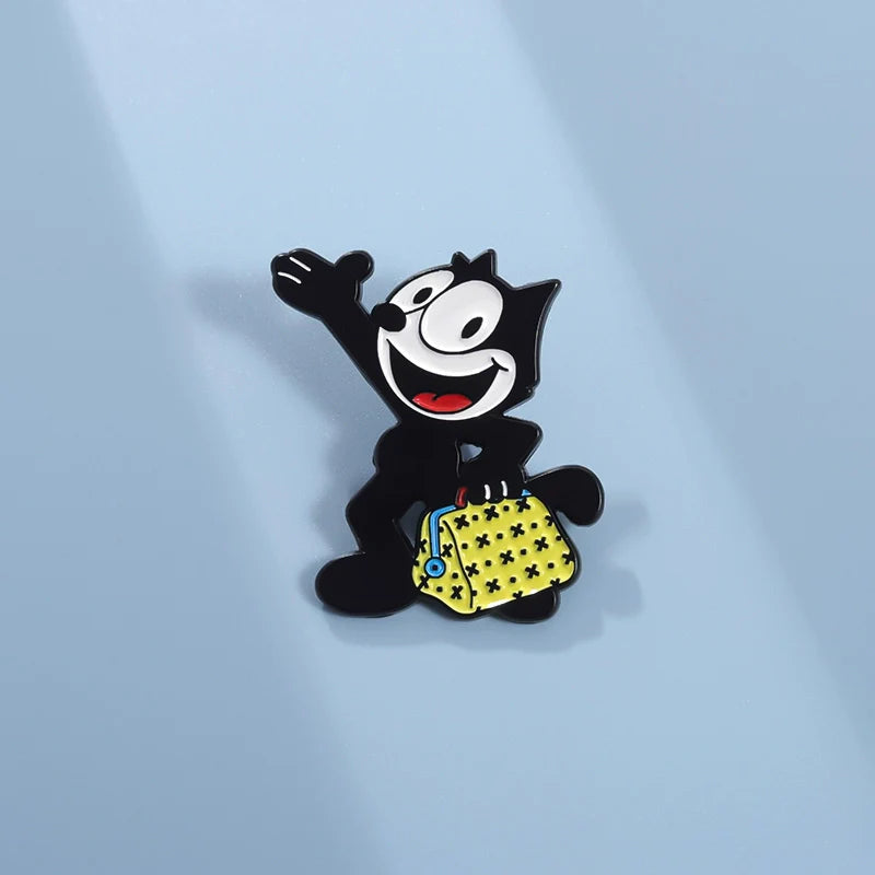 Retro Cartoon Cat Metal Pin Badge by Topboring