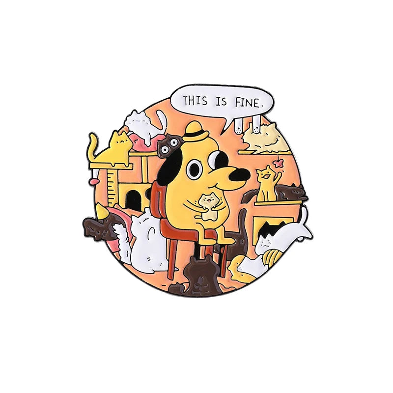Quirky Stylish Cartoon Cat Metal Enamel Pin Badge