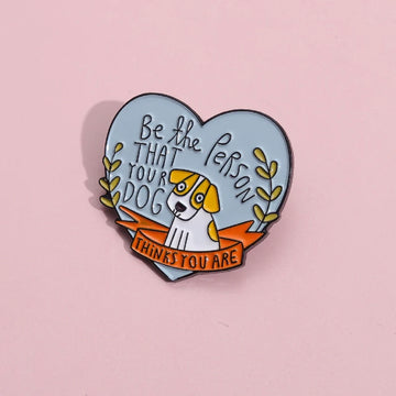 Charming Heart Dog Metal Pin Badge by Topboring