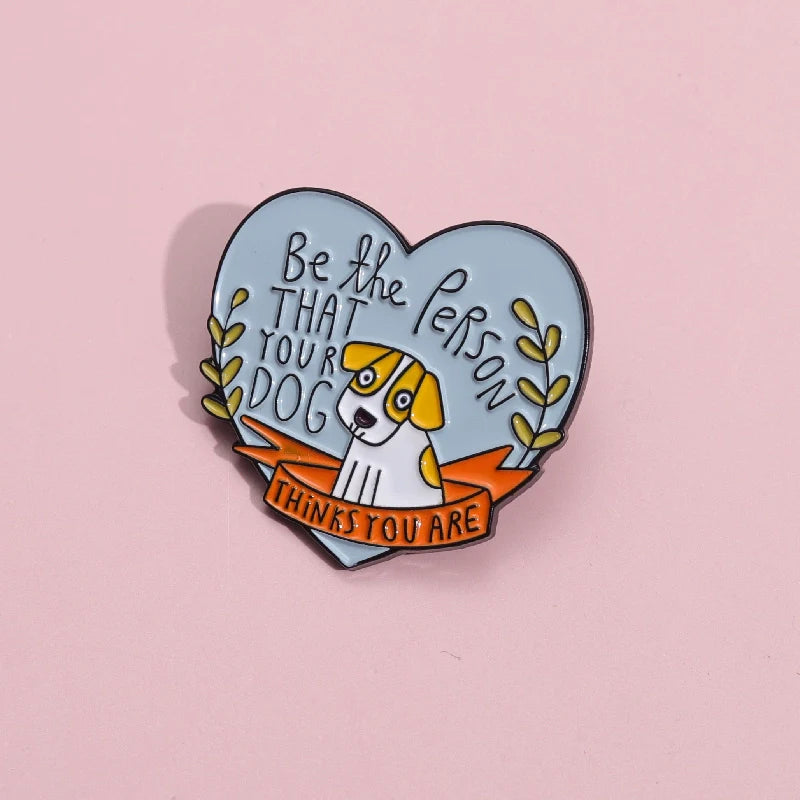 Charming Heart Dog Metal Pin Badge by Topboring