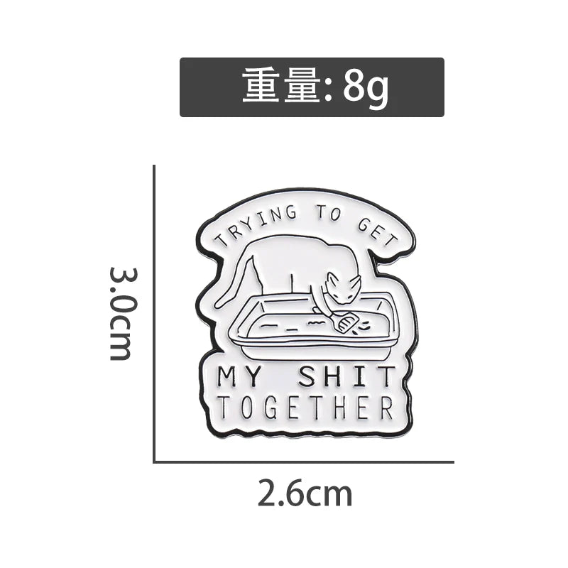 Aesthetic Quirky Cat Metal Pin Enamel Pin Badge