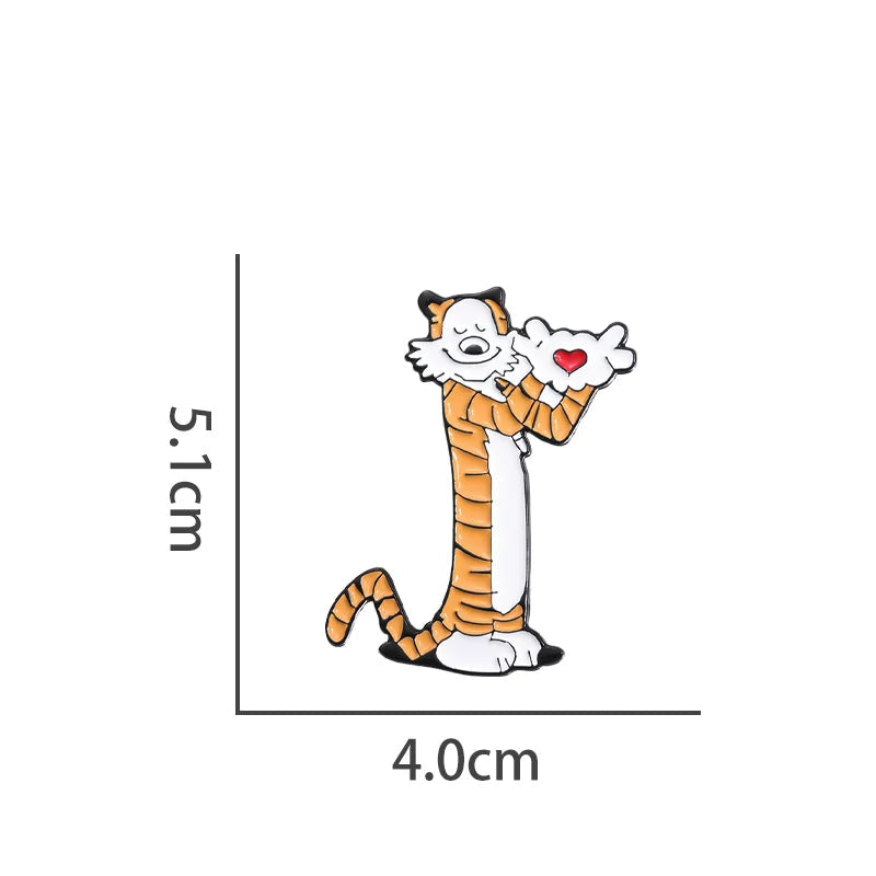 Retro Stylish Heart Tiger Metal Enamel Pin Badge