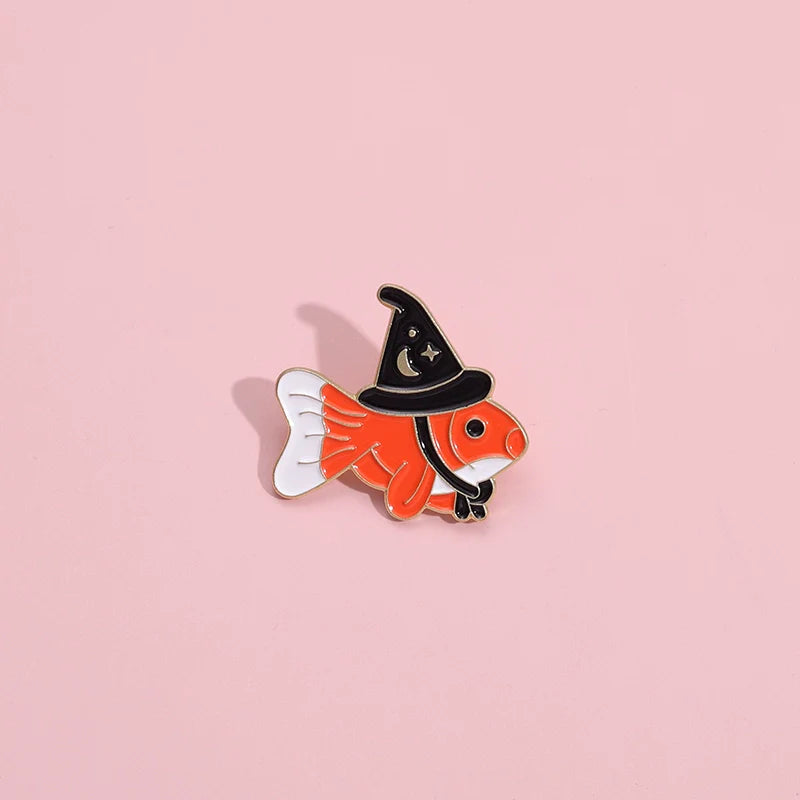 Cute Cartoon Fish Metal Pin Badge by Topboring