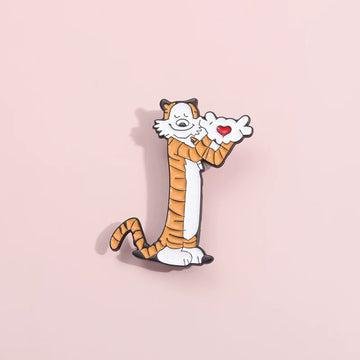 Stylish Heart Tiger Metal Pin Badge by Topboring