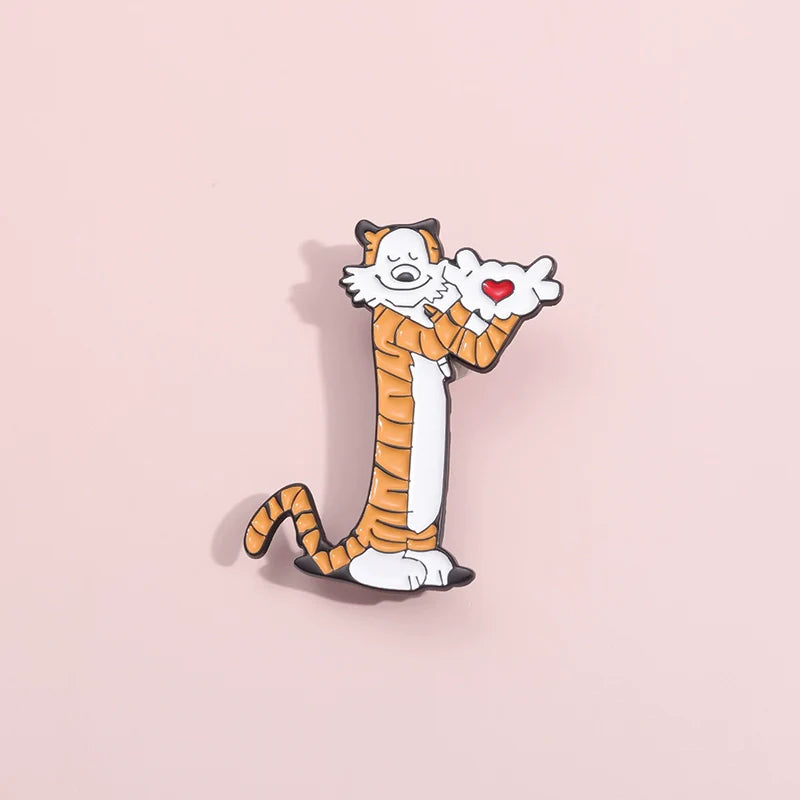 Stylish Heart Tiger Metal Pin Badge by Topboring