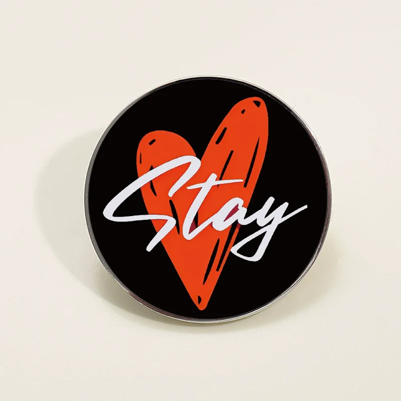 Whimsical Cartoon Heart Metal Pin Badge by Topboring