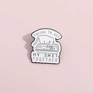 Playful Cat Metal Pin Badge by Topboring