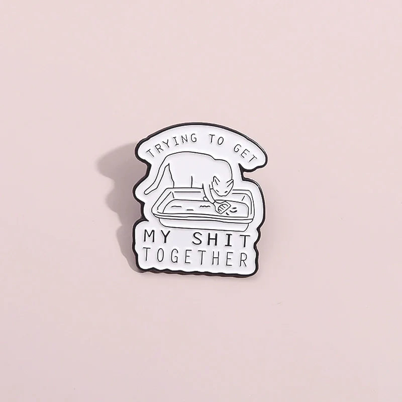 Playful Cat Metal Pin Badge by Topboring