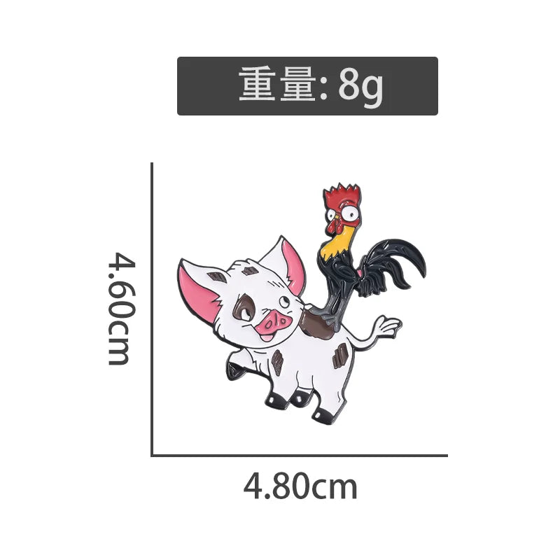 Charming Chicken Pig Metal Pin Badge by Topboring