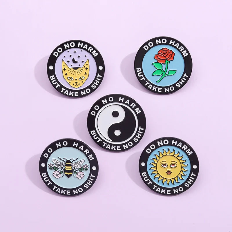 Whimsical Cartoon Bee Metal Pin Badge by Topboring