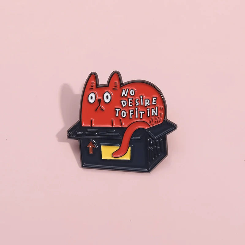 Cute Cartoon Cat Metal Pin Badge by Topboring