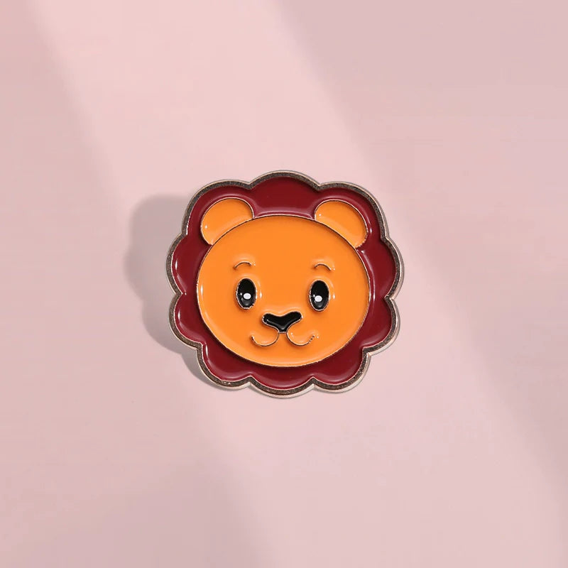 Cute Cartoon Lion Metal Pin Badge by Topboring